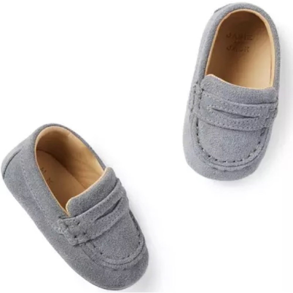Janie and Jack Gray Suede Moccasin Loafers for Kids